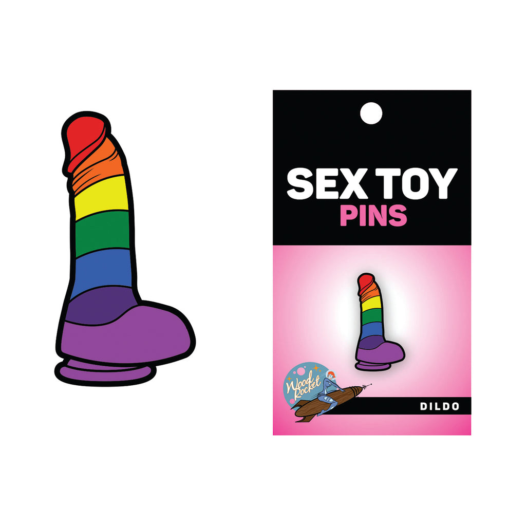 Wood Rocket Rainbow Dildo Pin