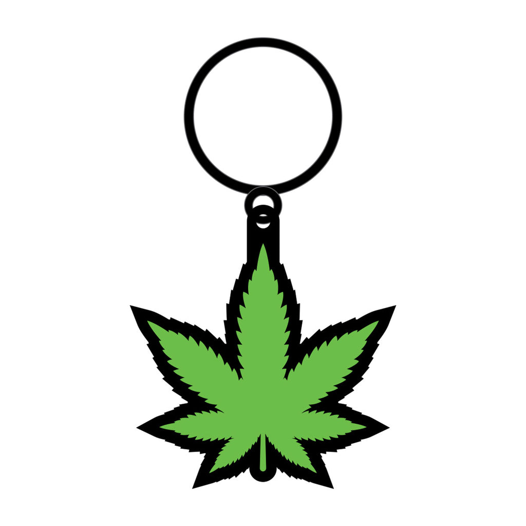 Wood Rocket Green Leaf Keychain