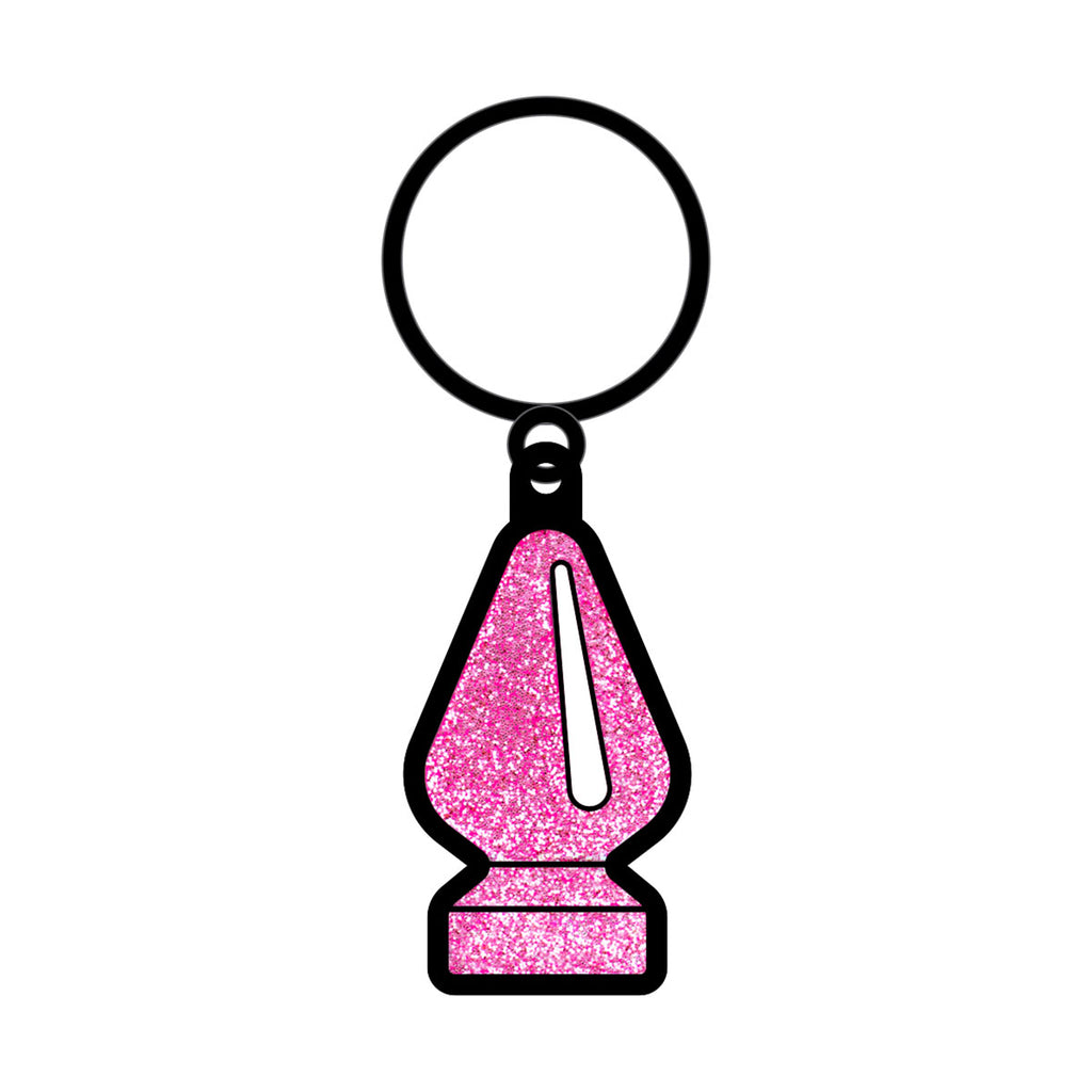Wood Rocket Pink Glitter Butt Plug Keychain
