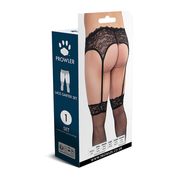 Prowler Lace Garter Set Black Large