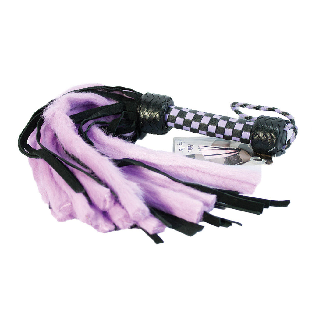 Suede and Fluff MINI Flogger - 18&quot; - Purple/Black