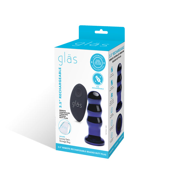 GLAS Rechargeable Ribbed Butt Plug 3.5